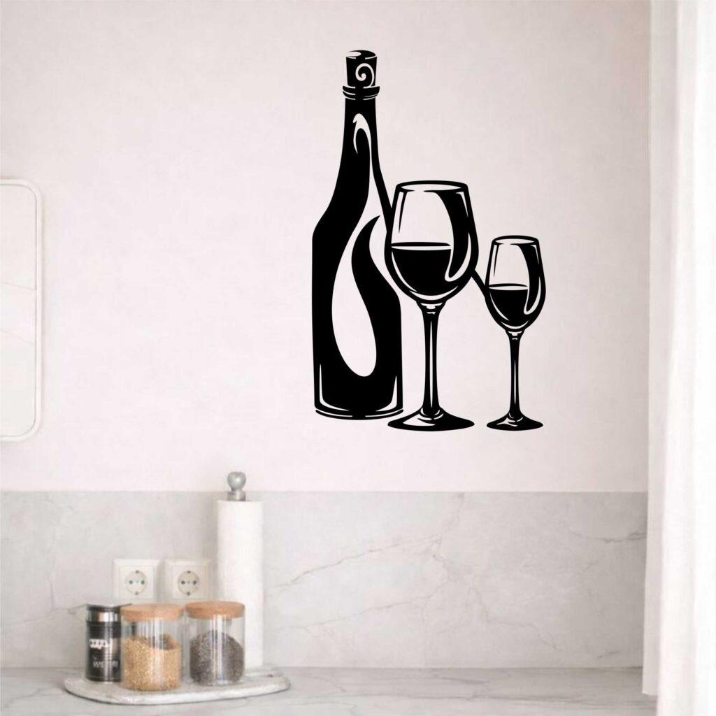 Butelka i kieliszki wina obraz ażurowy