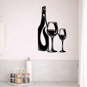 Butelka i kieliszki wina obraz ażurowy