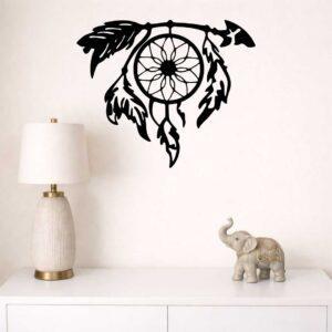 obraz ażurowy łapacz snów z piórami precyzyjne cięcie laserowe