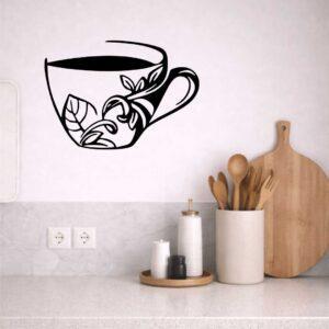 obraz ażurowy filiżanka herbaty dekoracja na ścianę filiżanka herbaty czarna do jadalni kuchni salonu