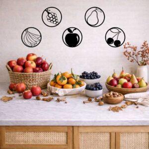 zestaw ażurowy owoce dekoracja do kuchni salonu jadalni czarny drewniana dekoracja