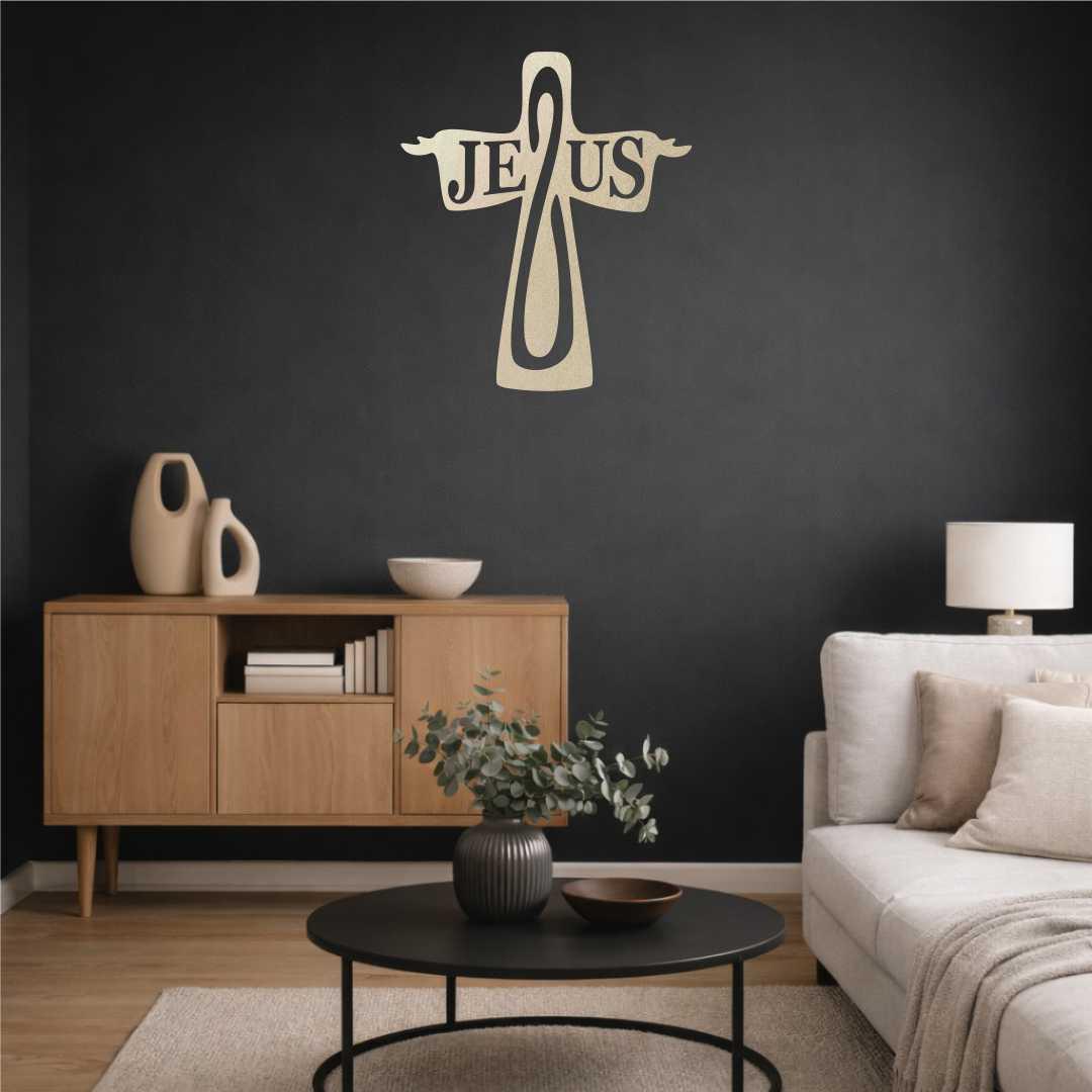 dekoracja religijna na ścianę krzyż naturalne drewno