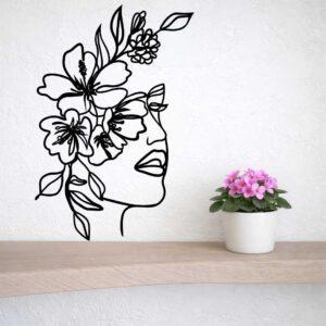 Obraz ażurowy Line Art twarz kobiety z kwiatami