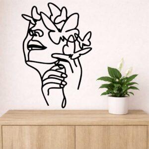 Obraz ażurowy Line Art twarz kobiety z motylami