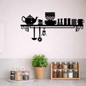 obraz ażurowy kuchenna półka czarny dekoracja ścienna