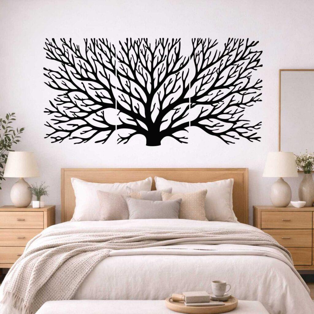 obraz azurowy wall art rozłożyste drzewo czarne